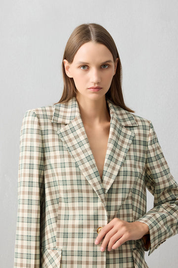 MULTI-COLORED PLAID BLAZER WOMEN'S JACKET