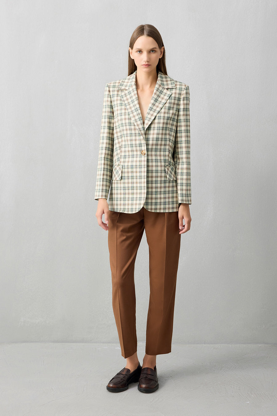 MULTI-COLORED PLAID BLAZER WOMEN'S JACKET