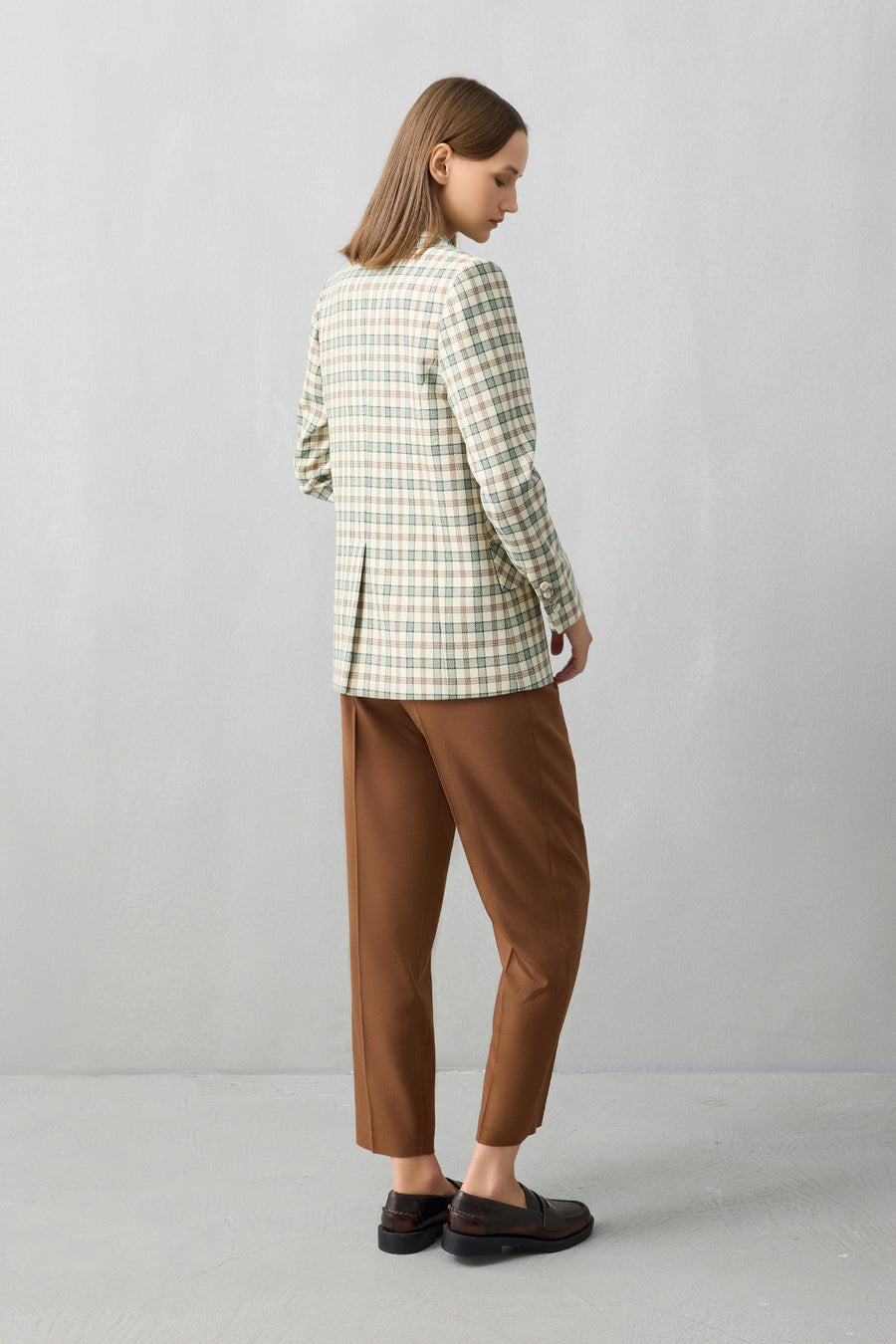 MULTI-COLORED PLAID BLAZER WOMEN'S JACKET