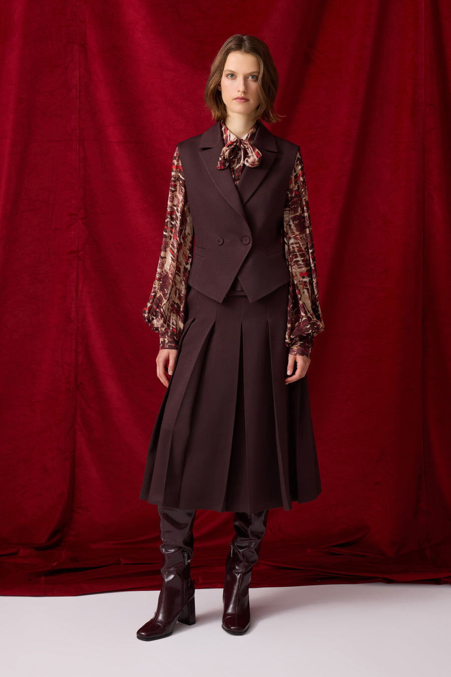 ACI KAHVE KOLSUZ KADIN YELEK ETEK TAKIM