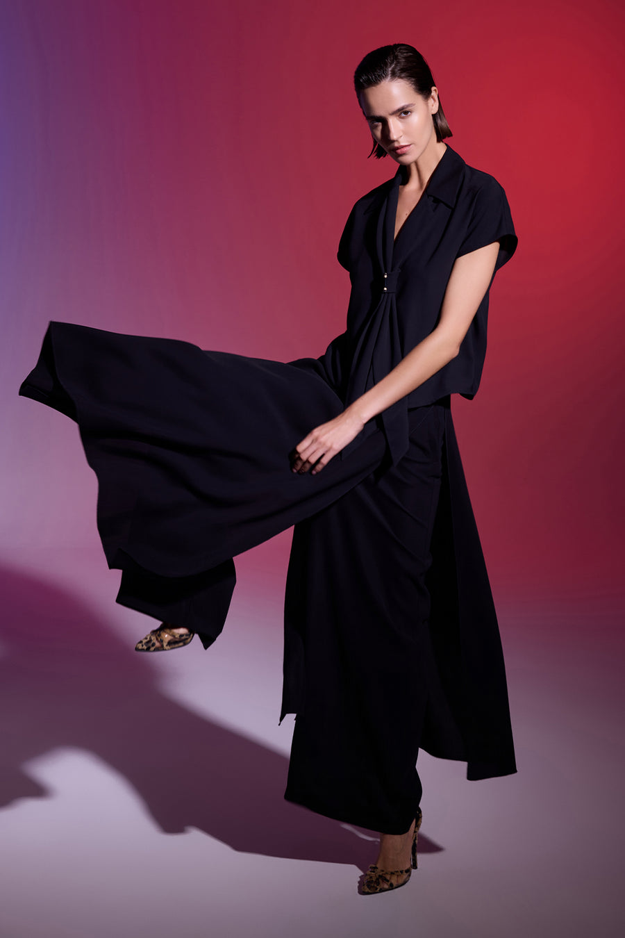 SİYAH ASİMETRİK MODEL PANTOLON ETEK