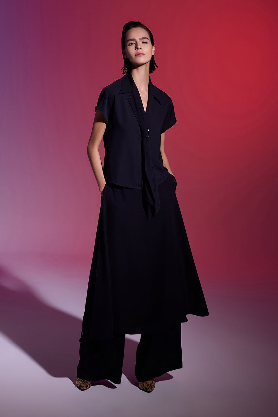 SİYAH ASİMETRİK MODEL PANTOLON ETEK