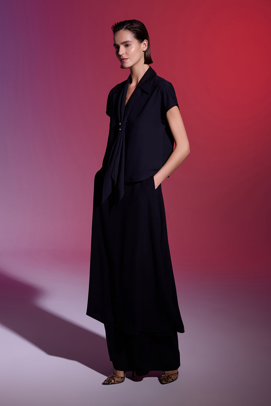 SİYAH ASİMETRİK MODEL PANTOLON ETEK