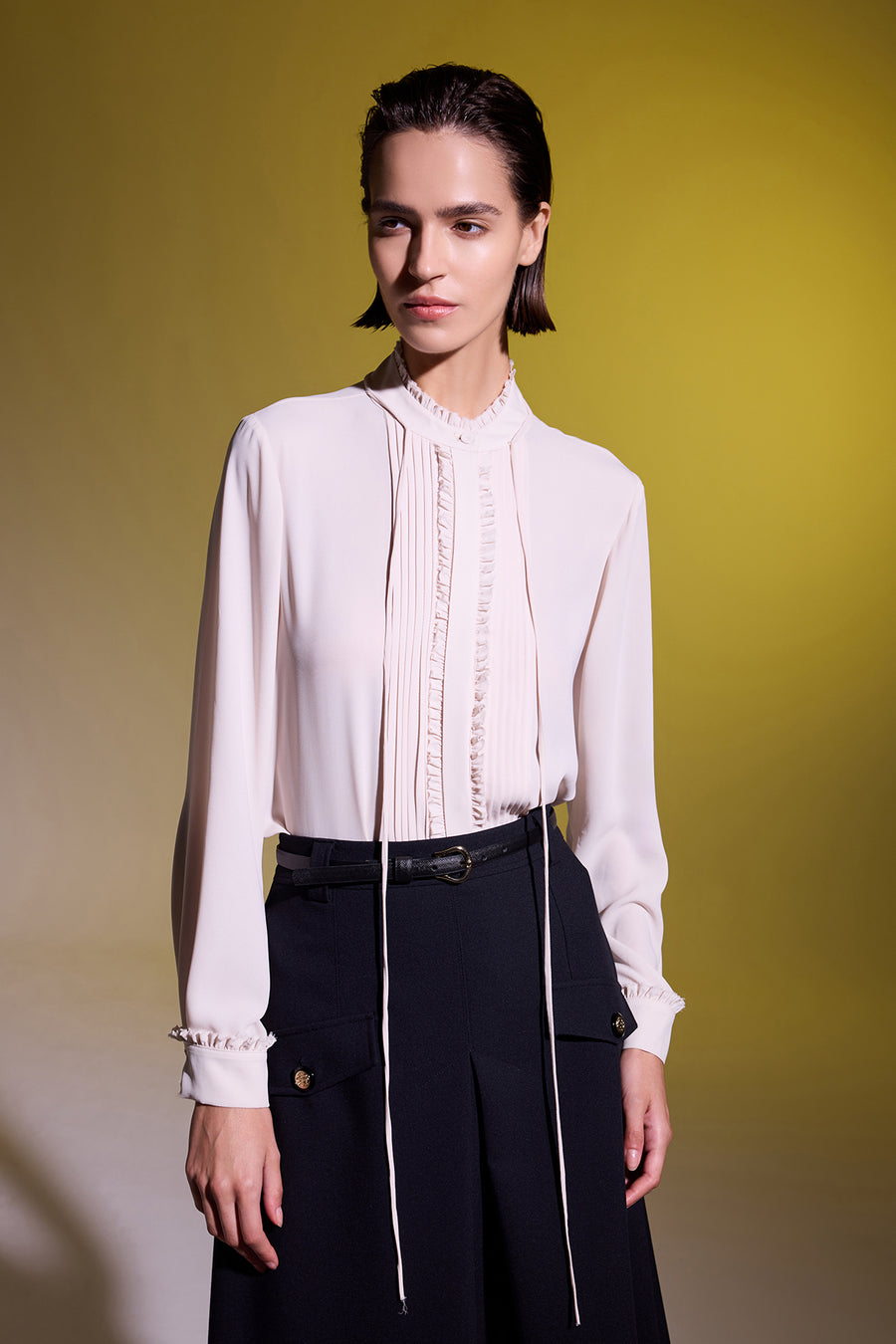 SİYAH KEMERLİ CEP DETAYLI UZUN ETEK