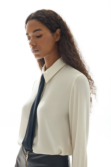 ECRU TIE DETAIL WOMEN'S SHIRT