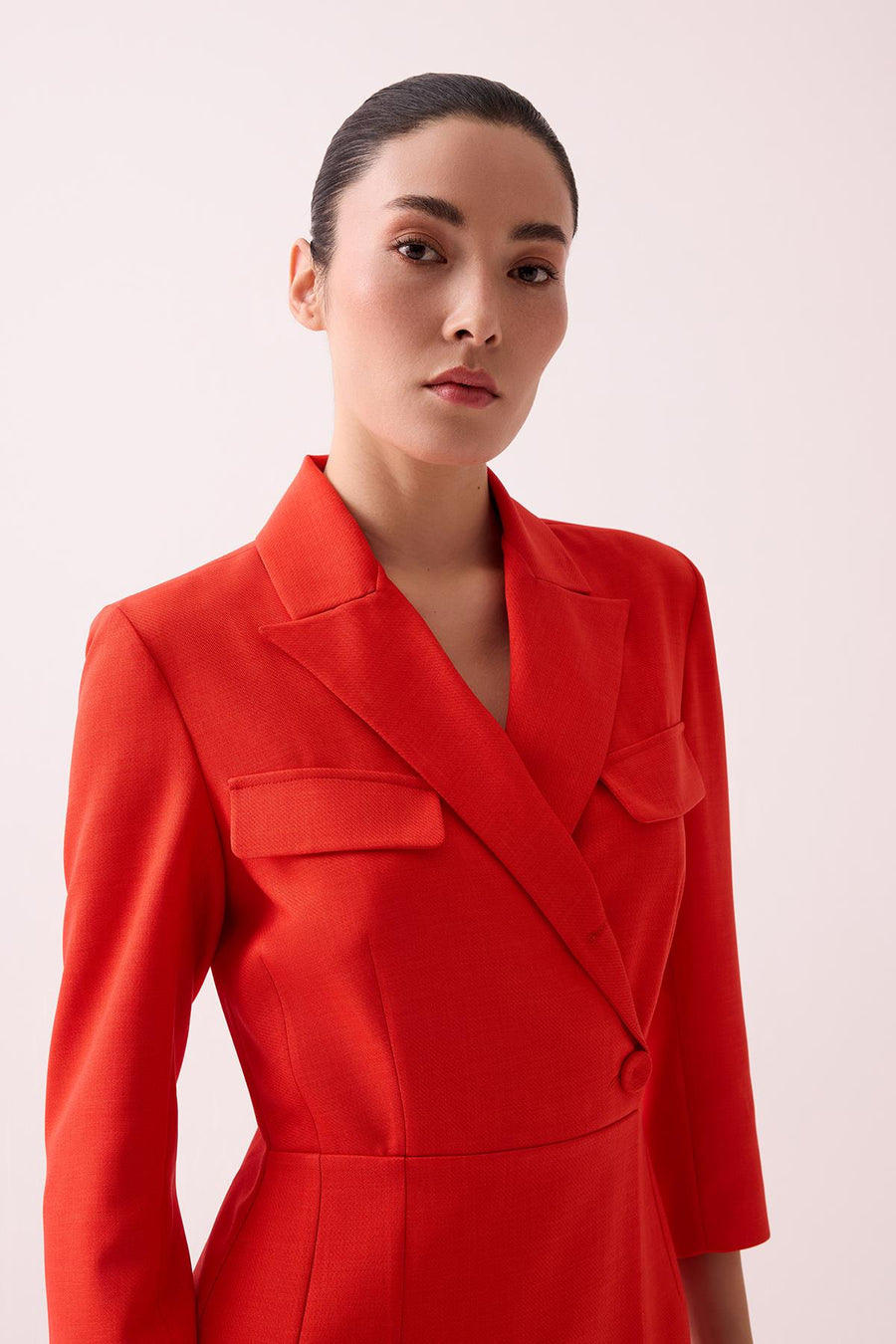 KIRMIZI TRUVAKAR KOL KRUVAZE MİDİ ELBİSE