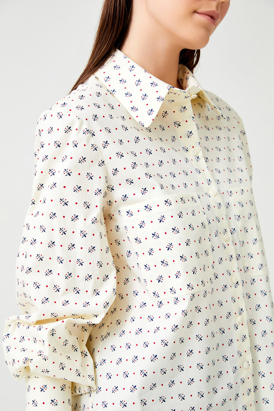 ECRU PATTERNED LONG SLEEVE Cuffed SHIRT