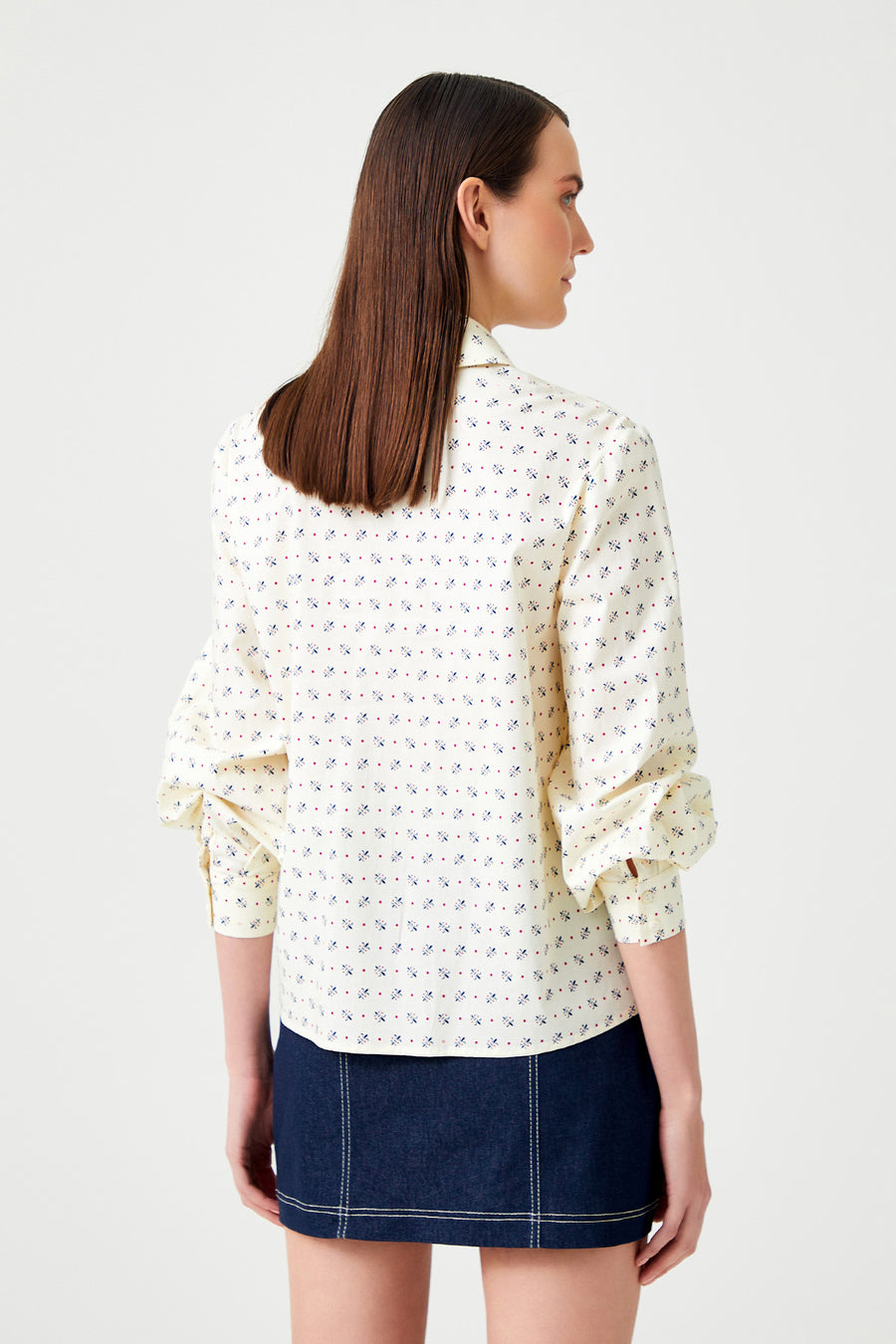 ECRU PATTERNED LONG SLEEVE Cuffed SHIRT